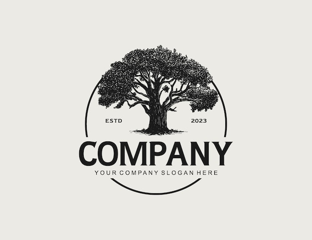 Vector vintage eik logo ontwerp vector