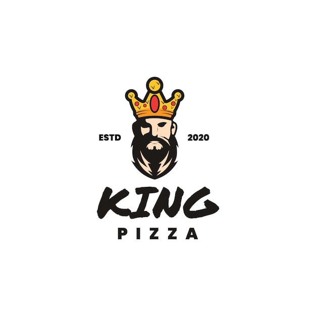 Illustrazione di design del logo vintage elegante re pizza