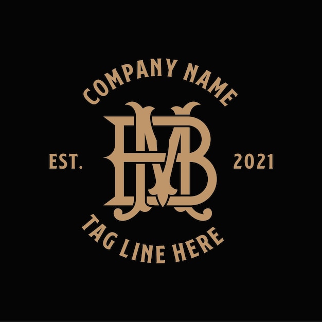 Vettore ispirazione per il design del logo mb con monogramma iniziale di lusso elegante vintage