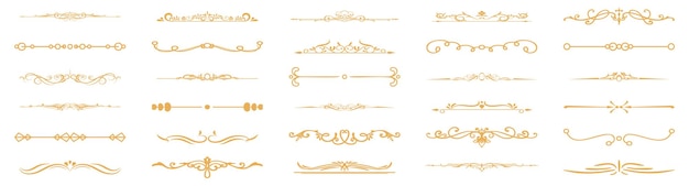 ヴィンテージのエレガントな飾りディバイダー コレクション デザインの古典的なディバイダー要素渦巻き花要素コレクション