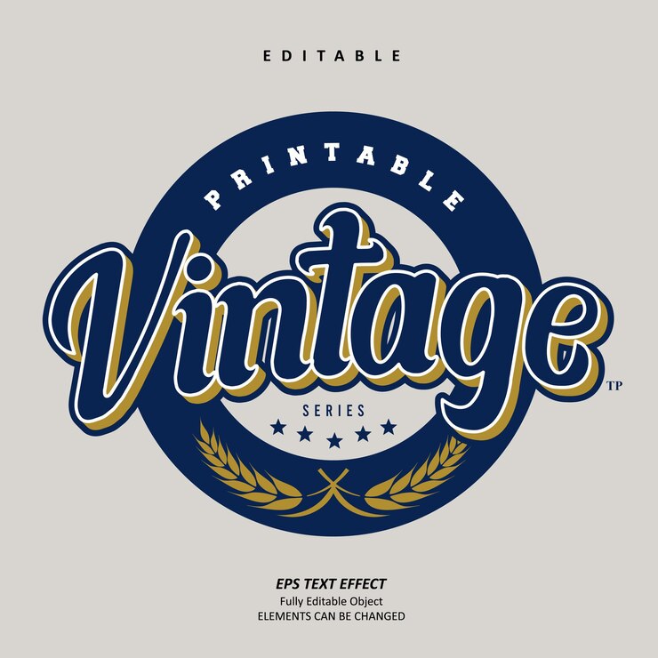 Vector vintage emblem baseball series text effect editable premium vector