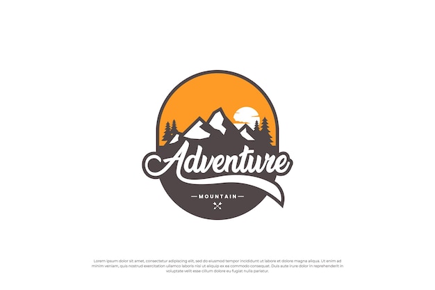 Vector vintage emblem mountain logo design