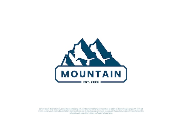 Vintage emblem mountain logo design