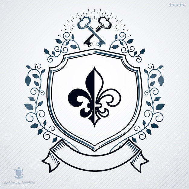 Vintage emblem, vector heraldic design.