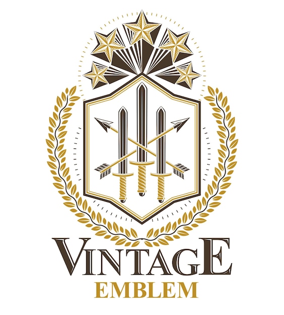 Vintage emblem, vector heraldic design.