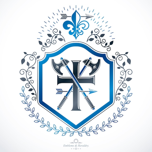 Vector vintage emblem, vector heraldic design.