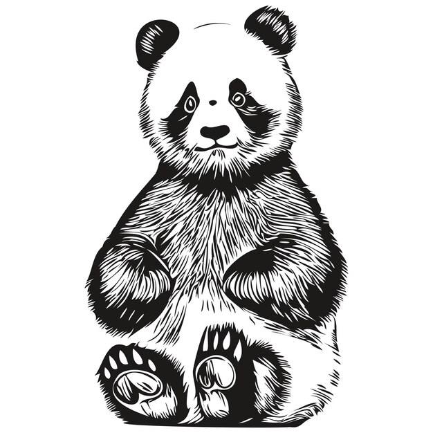 Vettore vintage incidere isolato illustrazione panda taglio inchiostro schizzo panda