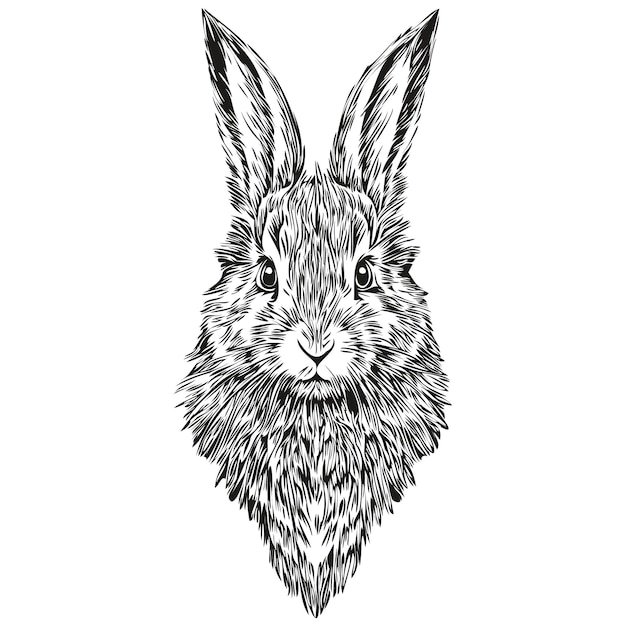 Vector vintage engrave isolated rabbit illustration cut ink sketch hare