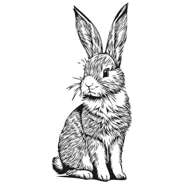 Vintage engrave isolated Rabbit illustration cut ink sketch hare