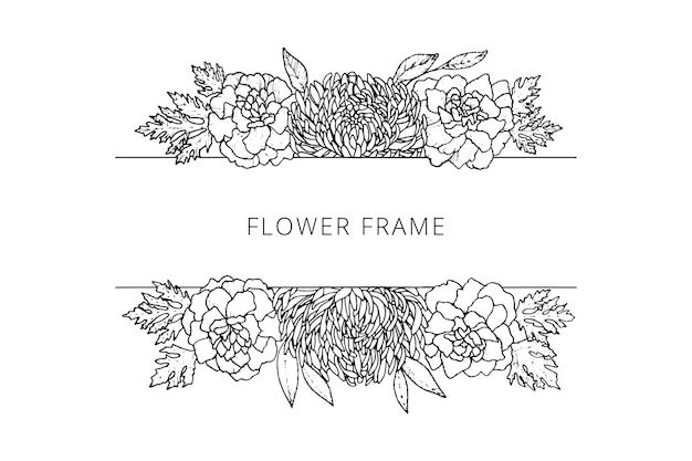 Vintage engraved frame flower