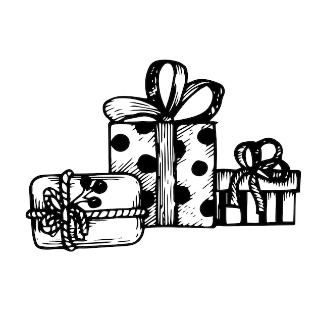 Vector vintage engraving cute christmas gifts birthday party