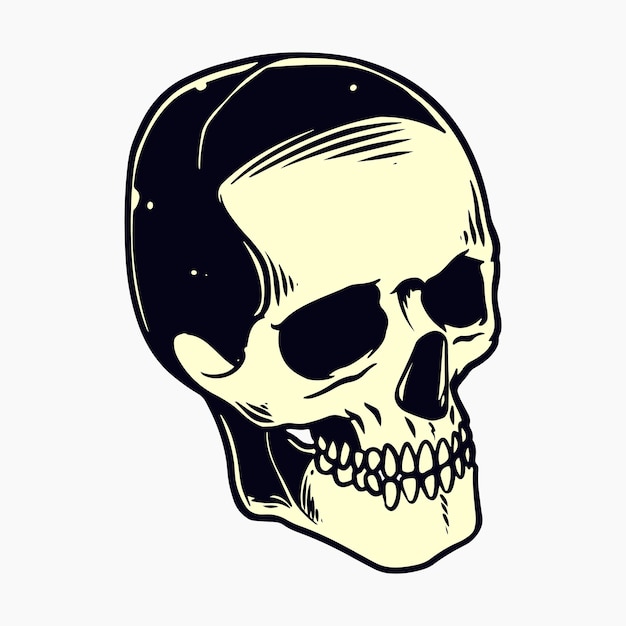 Vector vintage engraving hand drawing skull head vector illustration