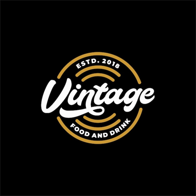 Vintage eten en drinken Restaurant afgerond logo-ontwerp