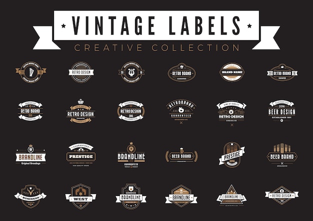 Vintage etiketten. koffie bier bakkerij verkoop badges retro stijl