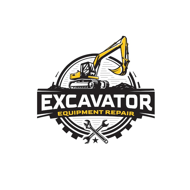 Vector vintage excavator emblem logo template