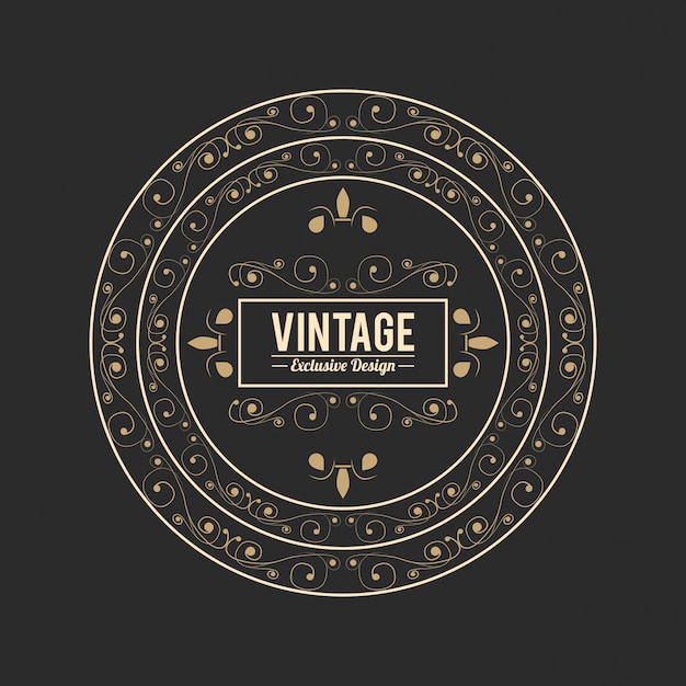 Vector vintage exlusive design luxury golden floral sticker