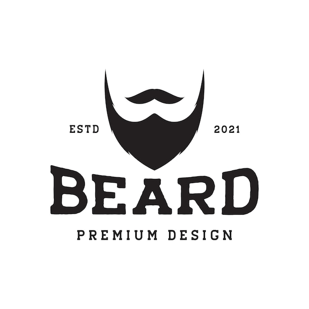 Faccia vintage con barba e baffi logo design vettoriale simbolo grafico icona segno illustrazione