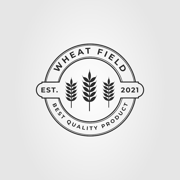 vintage farm and wheat field logo vector illustration design