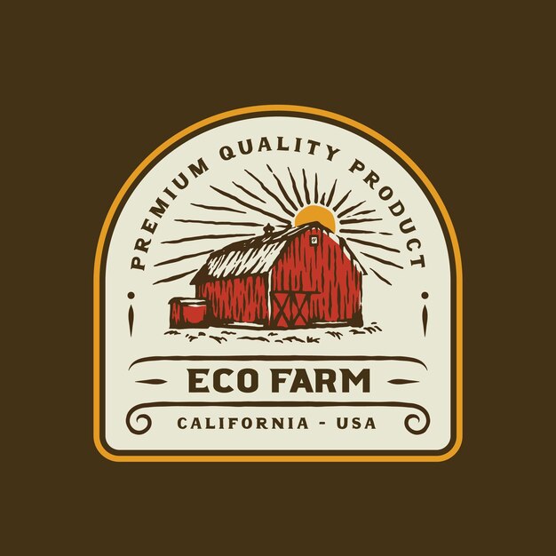 Vector vintage farmer logo badge hand made vector illustration