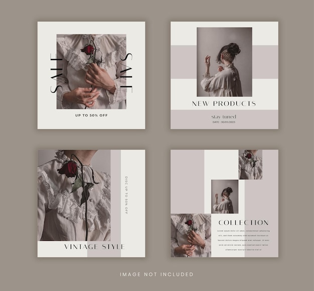 Vector vintage fashion sale social media post template