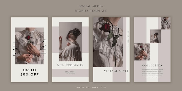 Vector vintage fashion sale social media stories template