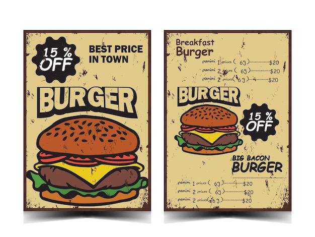 Vector vintage fast food menu posters design