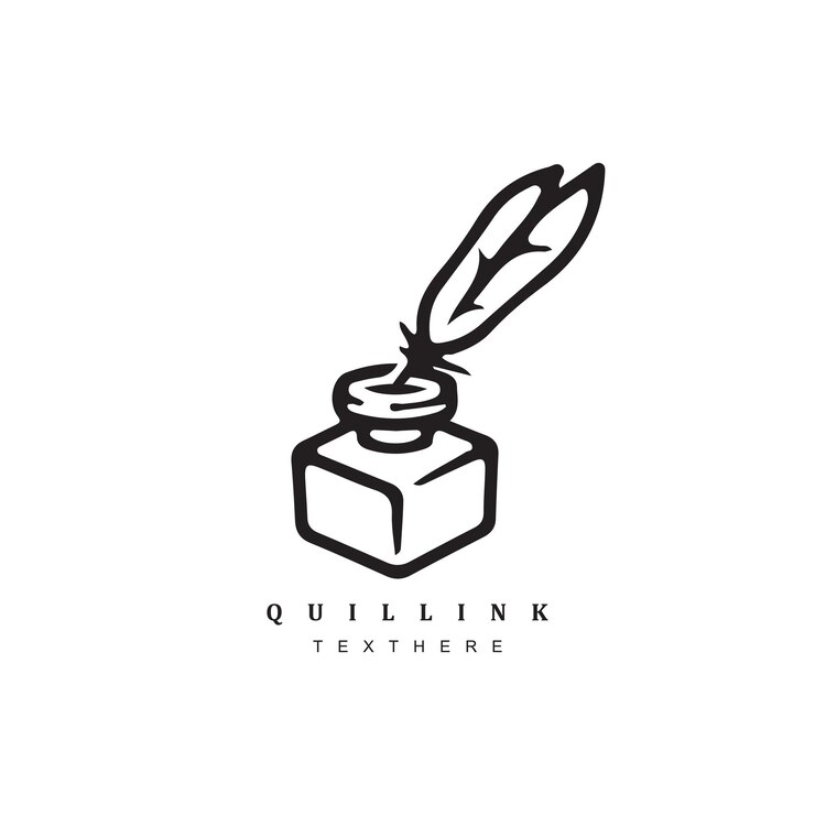 Vector vintage feather quill ink logo design for your brand or business