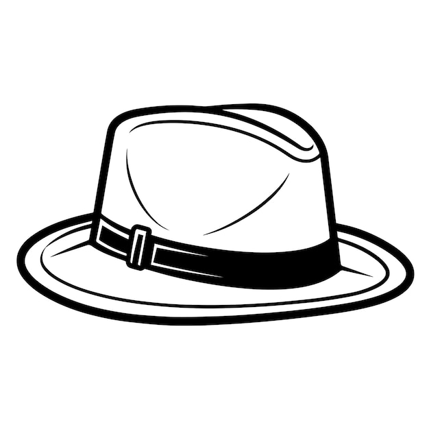 Vector vintage fedora outline symbol ideal for retro or fashion graphics