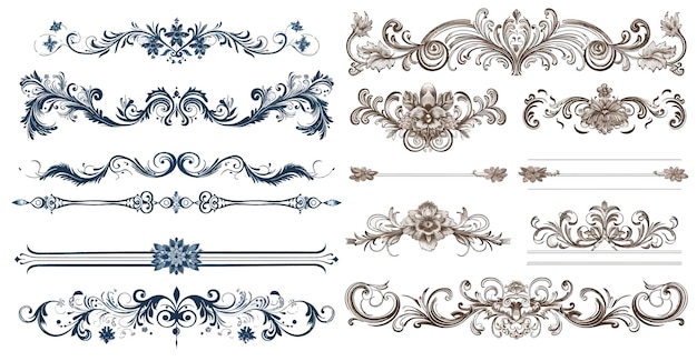 Vector vintage and filigree decoration set dividers