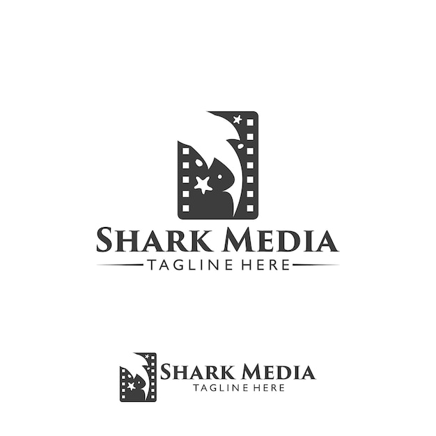 vintage film logo shark media concept