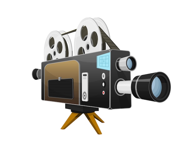Vintage filmcamera, entertainment en recreatie. Retro bioscoop.