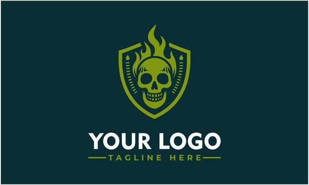 Логотип Vintage Fire Skull Вектор Robust Security Design Бизнес-идентичность Премиум Символ Fire Skull