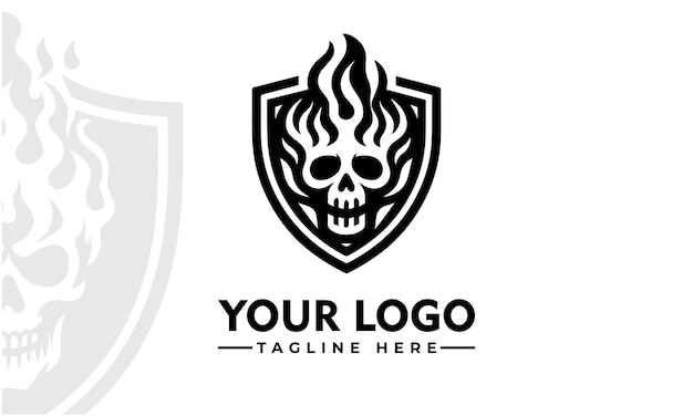 Vintage Fire Skull Logo Vector Robust Security Design Business Identity Premium Fire Skull Symbol