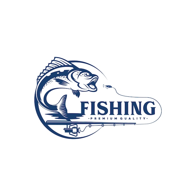 vintage fishing logo design illustration