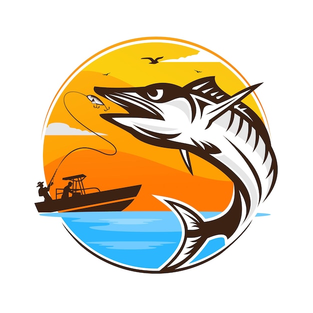 Vintage fishing logo design