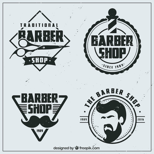 Vintage flat barber shop logos