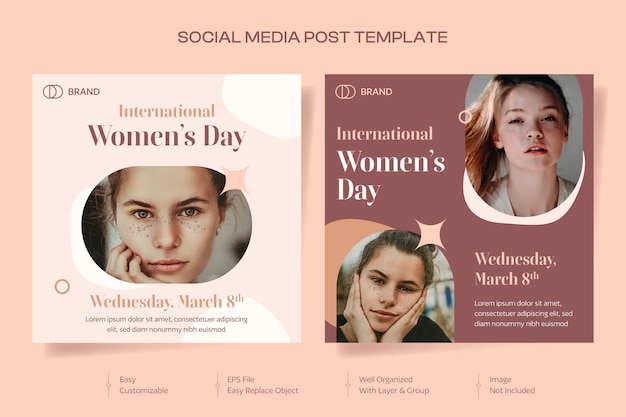 Винтажный плоский международный женский день в instagram, коллекция постов