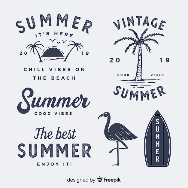 Vector vintage flat summer label collection