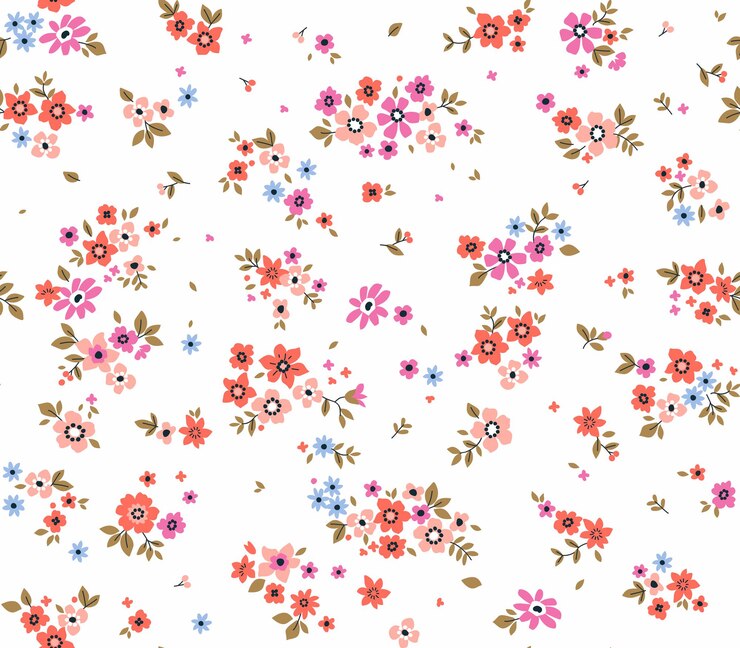 Vector ヴィンテージ花の背景白い背景に小さな花とシームレスなベクトルパターン
