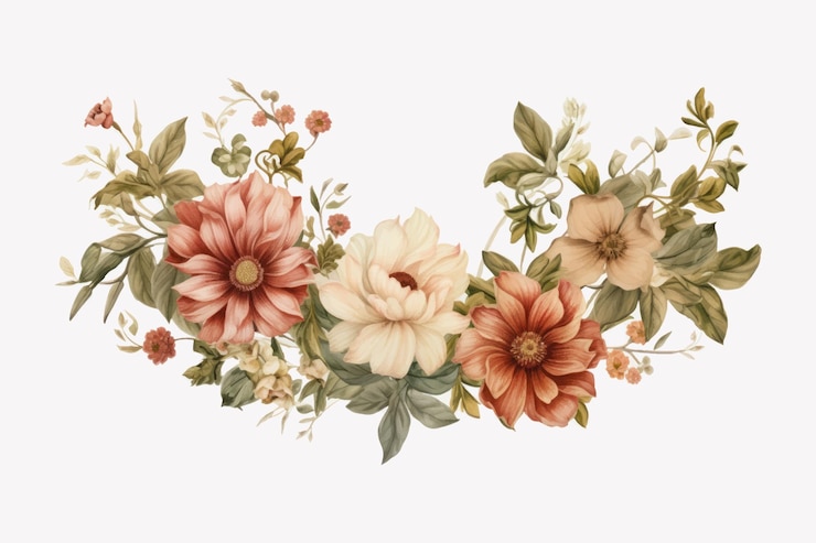 Vector vintage floral bouquet illustration