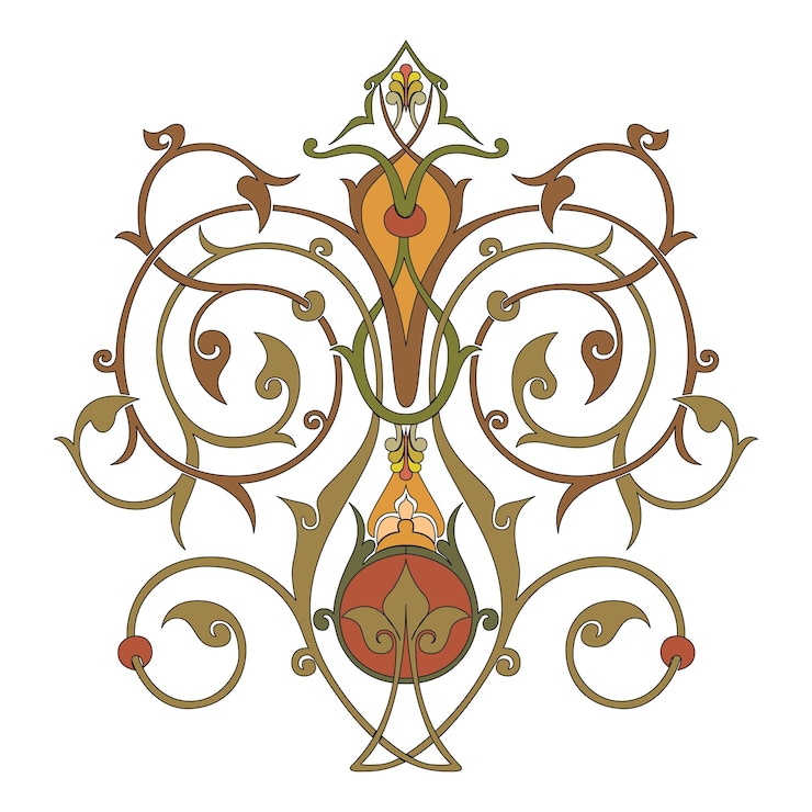 Vector vintage floral calligraphic floral vignette scroll corners ornamental design elements black and color set isolated vector illustration