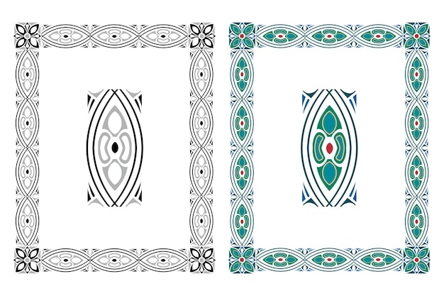 Vintage floral classic calligraphic retro vignette scroll frames ornamental design elements black and color set isolated vector