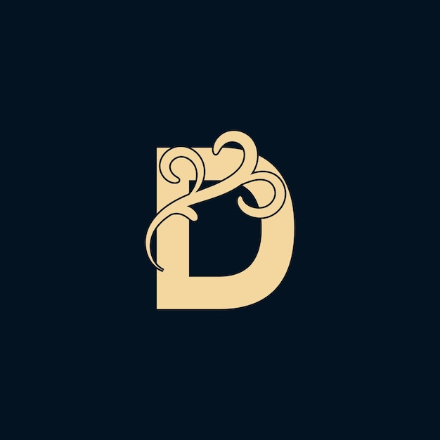 Vector vintage floral d letter logo template