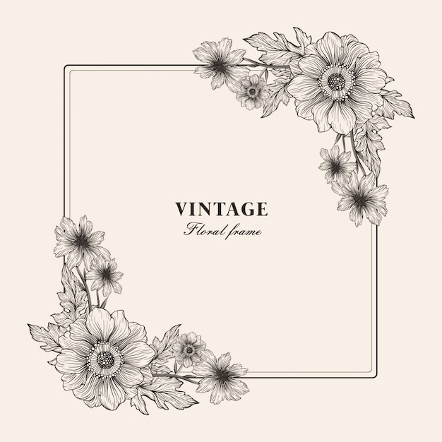 Vector vintage floral frame background