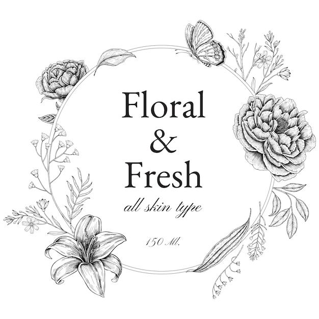 Vector vintage floral frame and border for branding, corporate identity, packaging and product.