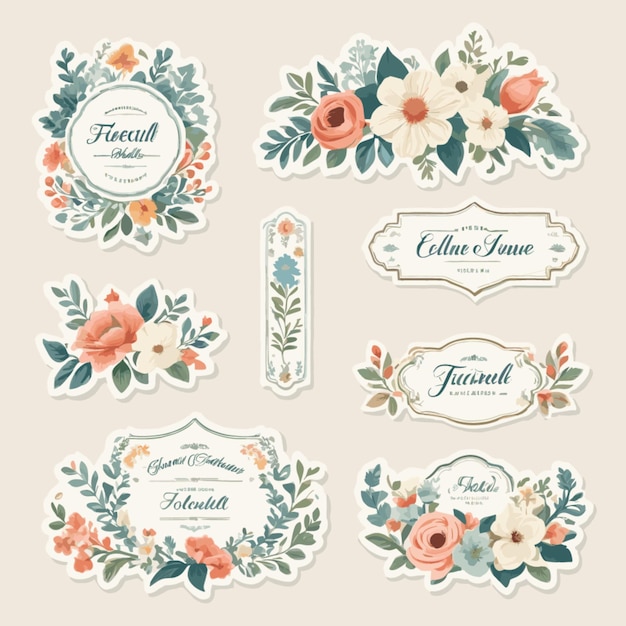 Vector vintage floral labels frames vector