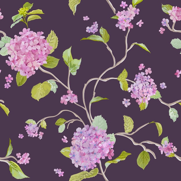 Vector vintage floral lilac   seamless pattern