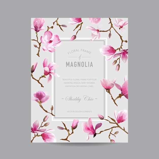 Vintage Floral Magnolia  Invitation card