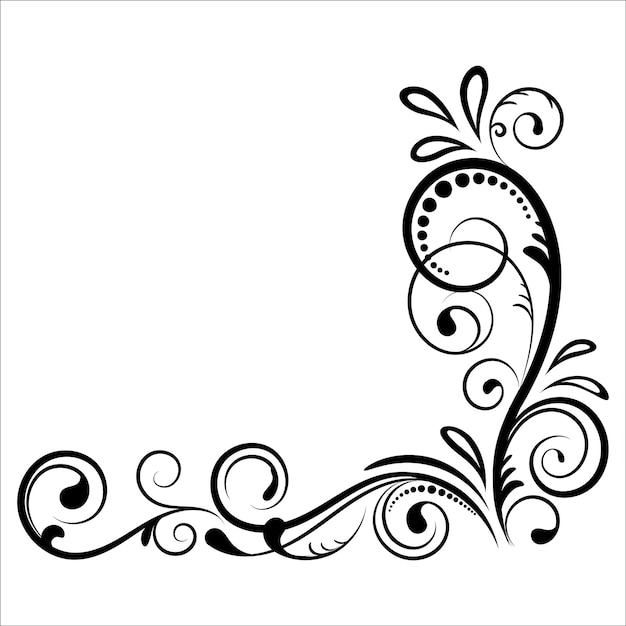 ヴィンテージ花飾り手描き装飾要素ベクトルイラスト花の要素の白い背景のデザインに分離されたページ装飾カード結婚式のバナーフレーム