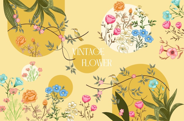 Vector vintage floral poster